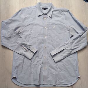 Fred Perry Classic Long Sleeve Shirt Mens Size XL blue Front Pocket